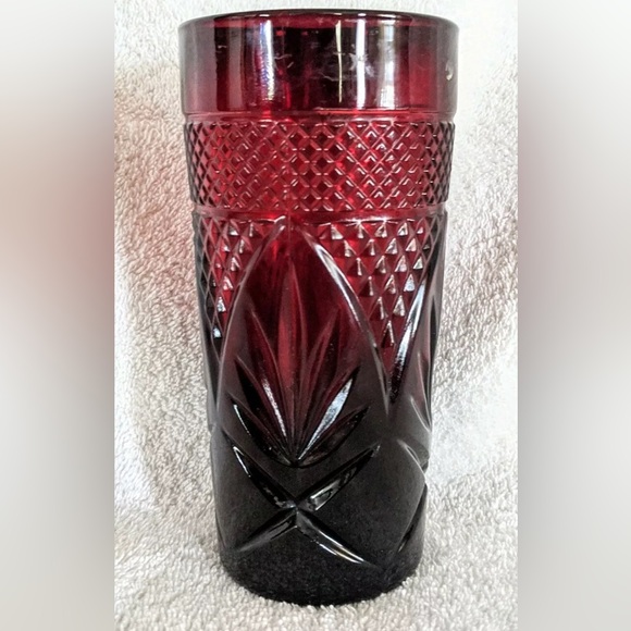 Cristal D'Arques-Durand 6 1/4"x 3" Glasses Antique Ruby Pattern from 1999-2008 - Picture 4 of 8